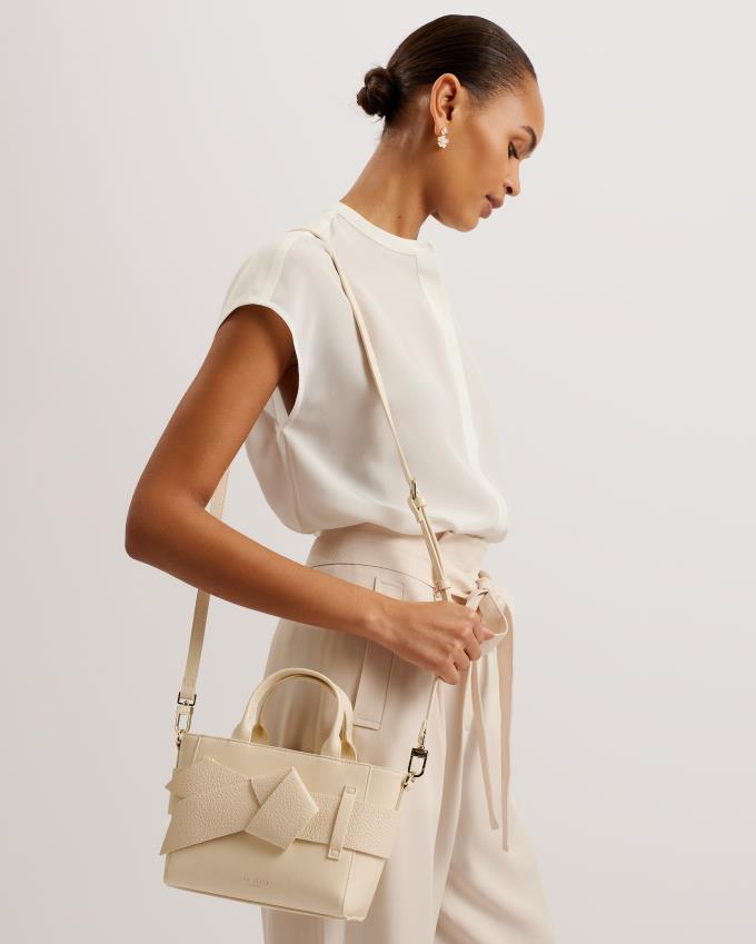 Sac en Cuir Ted Baker Mini Knot Bow Faux Blanche Femme | JLN-20050377